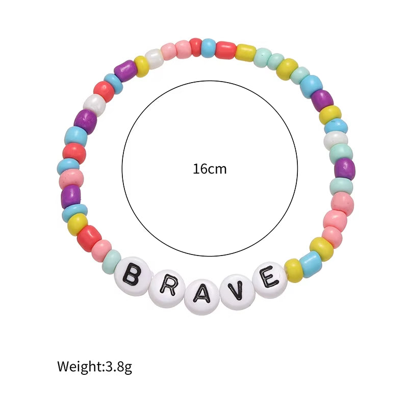 2023 New Cute Children Letter Beaded Bracelet Colorful Letters Positive Energy English Words Candy Color Charm Bracelet DIY Gift