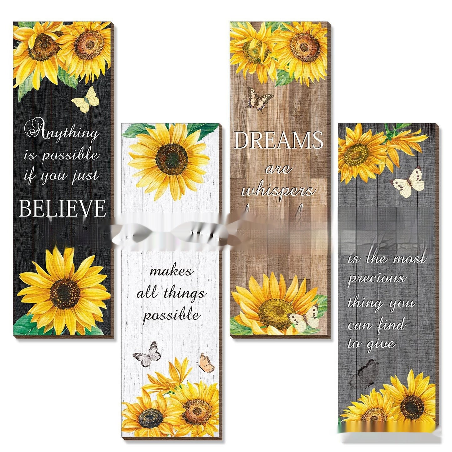 Inspirational Country Farmhouse 4-piece Sunflower Wall Decoration