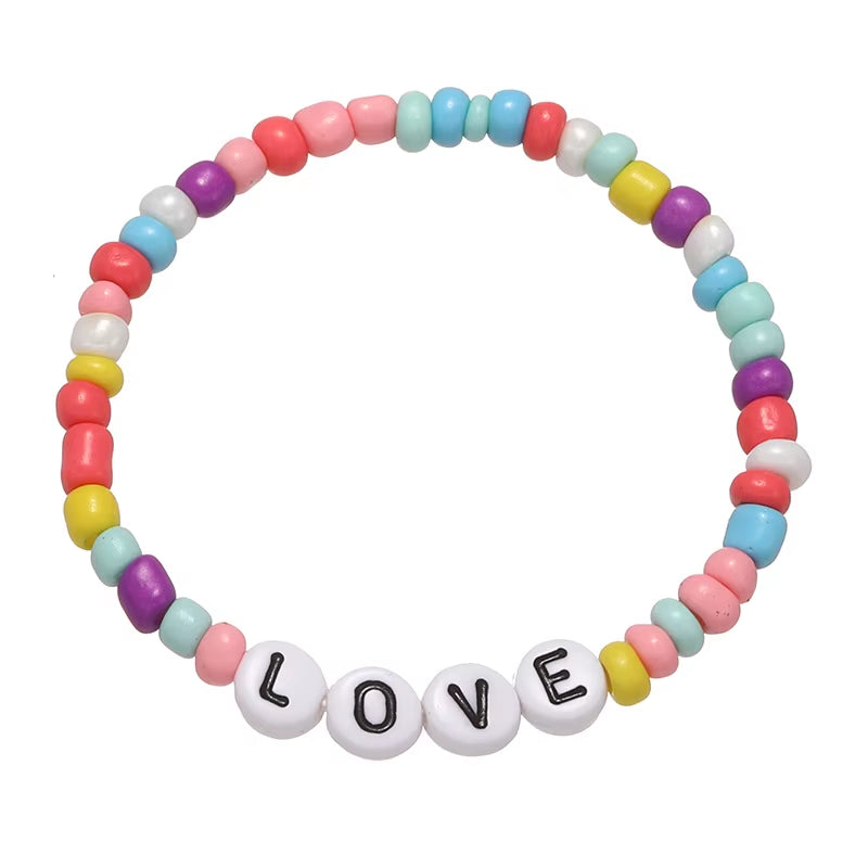 2023 New Cute Children Letter Beaded Bracelet Colorful Letters Positive Energy English Words Candy Color Charm Bracelet DIY Gift