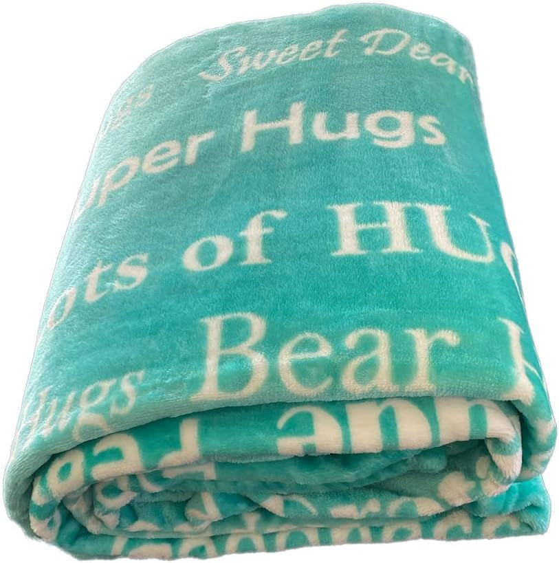 Blankiegram “Hugs” Plush Throw Blanket- Inspired Gift Ideas for the Entire Family, Comfort Gifts, Teal