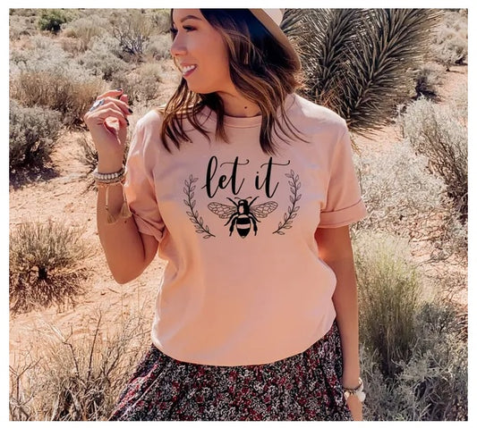 Let It Bee T-shirt, Boho Shirt For Women, Inspirational Shirt, Bumble Bees Gift, Mama Top, Bee Shirt, Cute Bees T-shirt, Bee Lover Gift