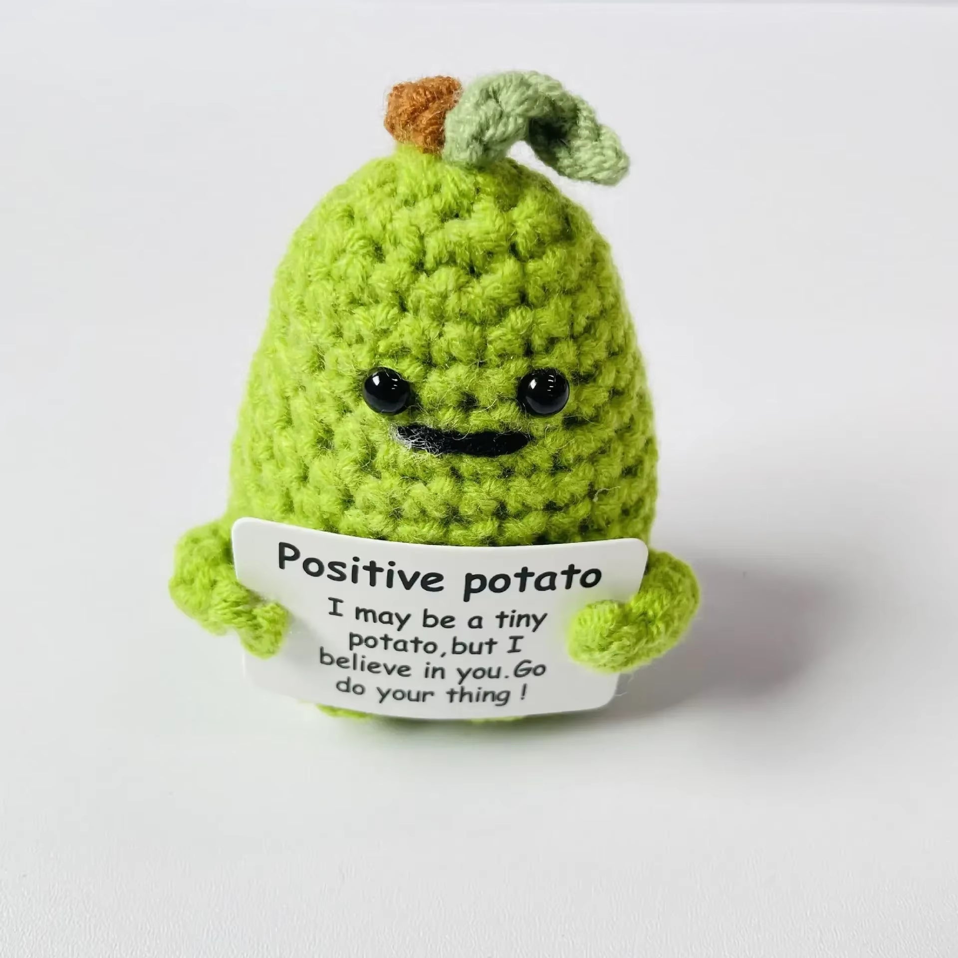 Positive Energy Potato Hug Pocket Mini Handmade Plush Wool Knitting Doll with Card Funny Birthday Gift Home Room Decoration