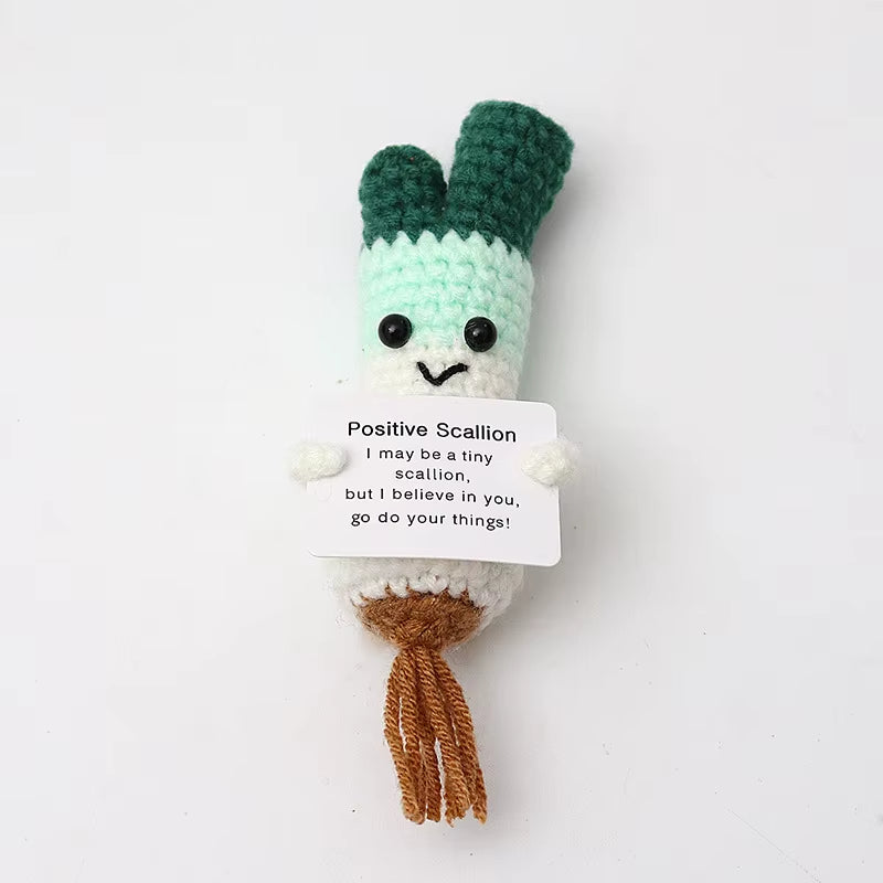 New Positive Energy Cucumber Potatoes Dolls with Card Home Decoration Handmade Knitted Bee Doll Christmas Gift Desktop Decor