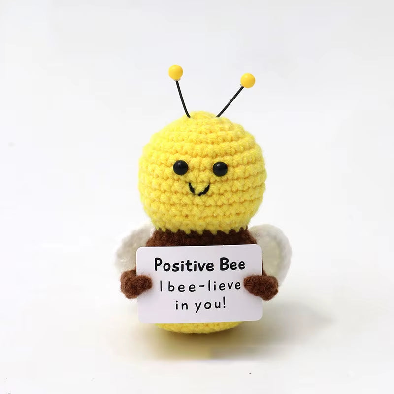 New Positive Energy Cucumber Potatoes Dolls with Card Home Decoration Handmade Knitted Bee Doll Christmas Gift Desktop Decor