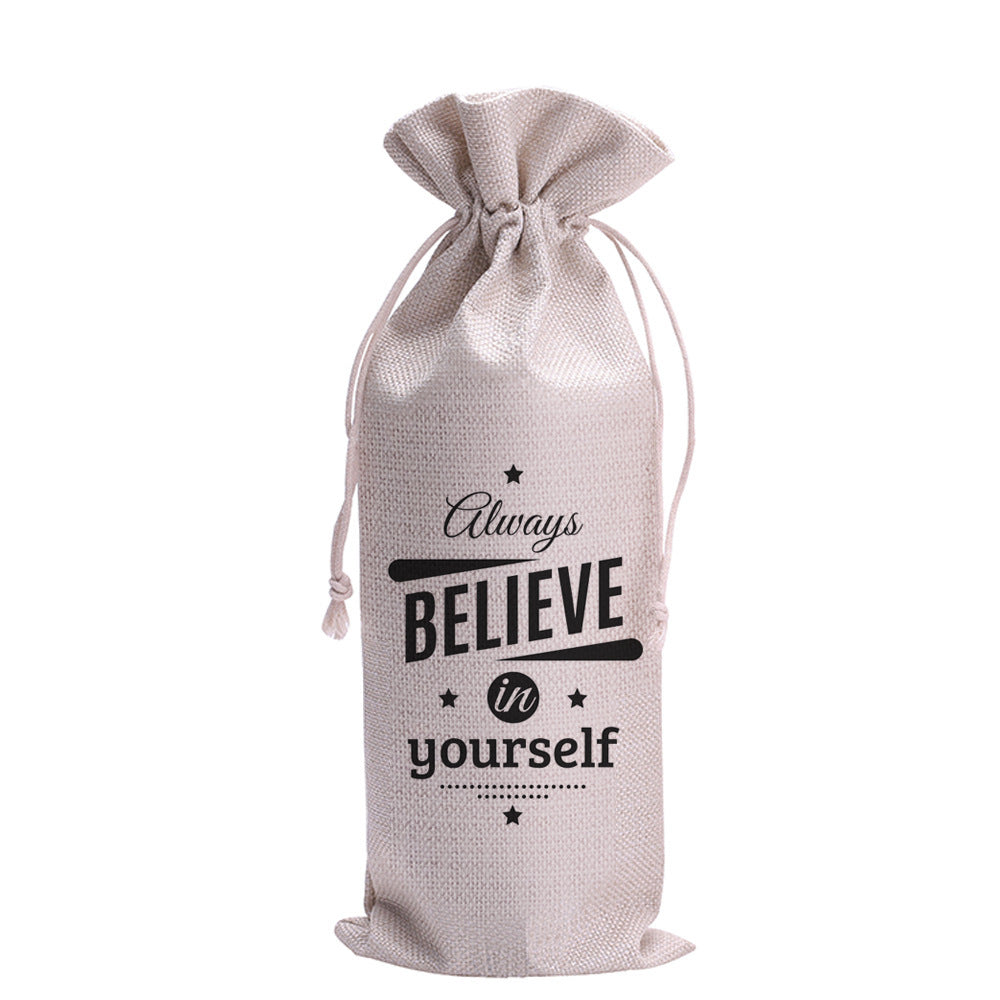 Wine Inspirational Letters Linen Packaging Bag