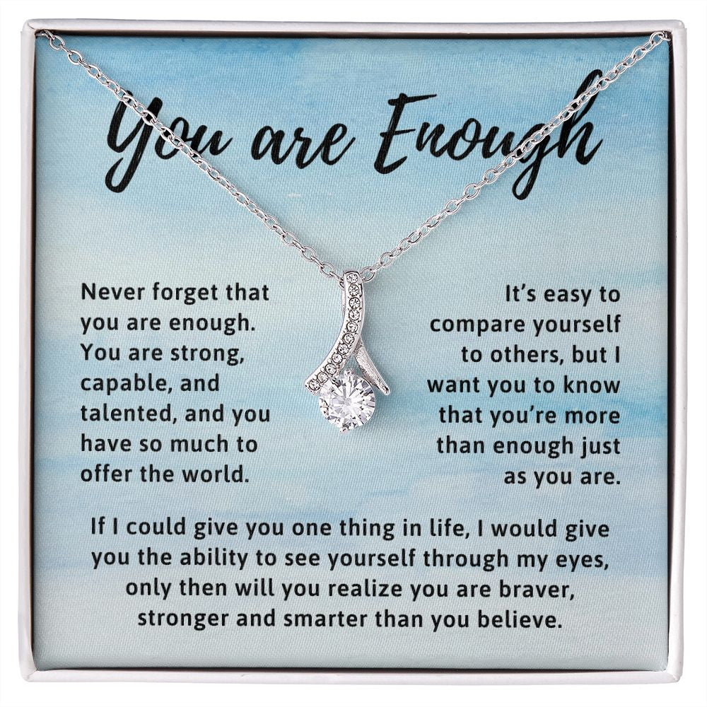 You Are Enough Motivational Affirmation Encouragement Gift for Friend Pendant Necklace