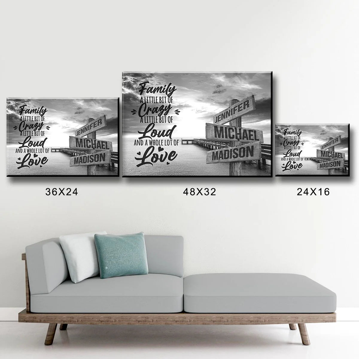 Ocean Dock with Saying 2 Multi-Names Premium Canvas