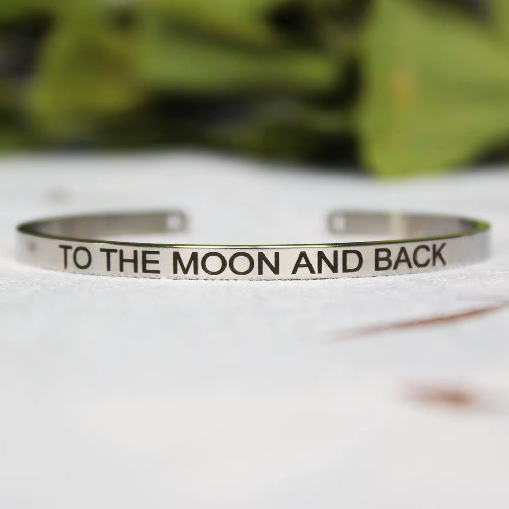 Stainless Steel Bangle Engraved Positive Inspirational Quote Mantra Cuff Titanium Steel Bracelets for Women Men 4Mm Jewelry Gift