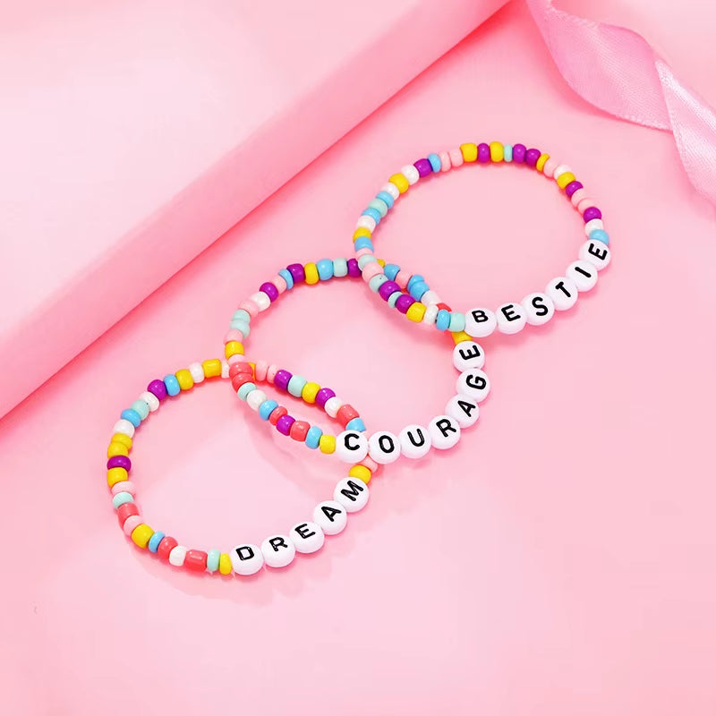 2023 New Cute Children Letter Beaded Bracelet Colorful Letters Positive Energy English Words Candy Color Charm Bracelet DIY Gift