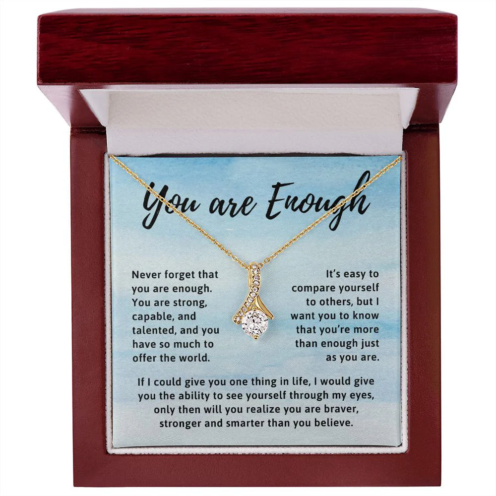 You Are Enough Motivational Affirmation Encouragement Gift for Friend Pendant Necklace