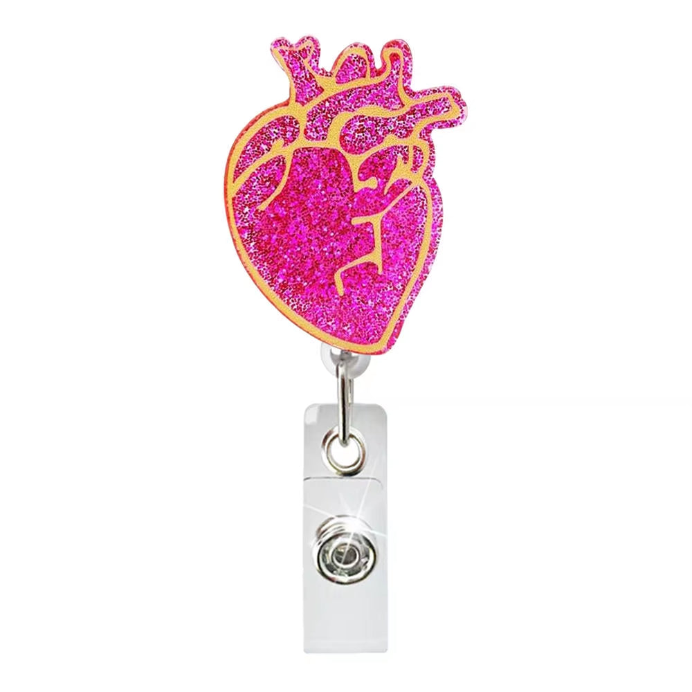 New Arrival Nurse Badge Reels Retractable Badge Holders with Alligator Clip Organ Heart Id Badge Clip for Doctor Nursing Student