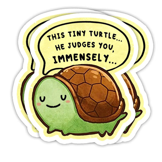 (3PCS) This Tiny Turtle He Judges You Immensely Funny Car Sticker Meme Sticker Funny Bumper Sticker Funny Sticker for Adults Bumper Sticker for Cars