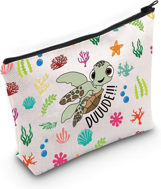 Nemo Dory Movie Merchandise Squirt Lover Gift Dude Squirt the Turtle Quote Makeup Zipper Pouch (Duuude Bag)