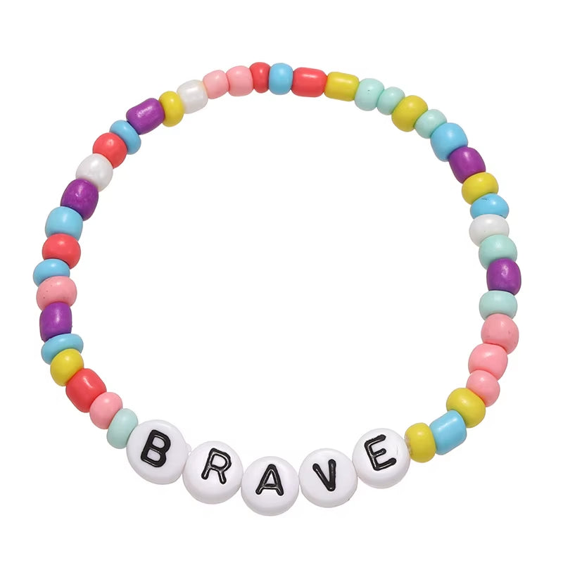 2023 New Cute Children Letter Beaded Bracelet Colorful Letters Positive Energy English Words Candy Color Charm Bracelet DIY Gift