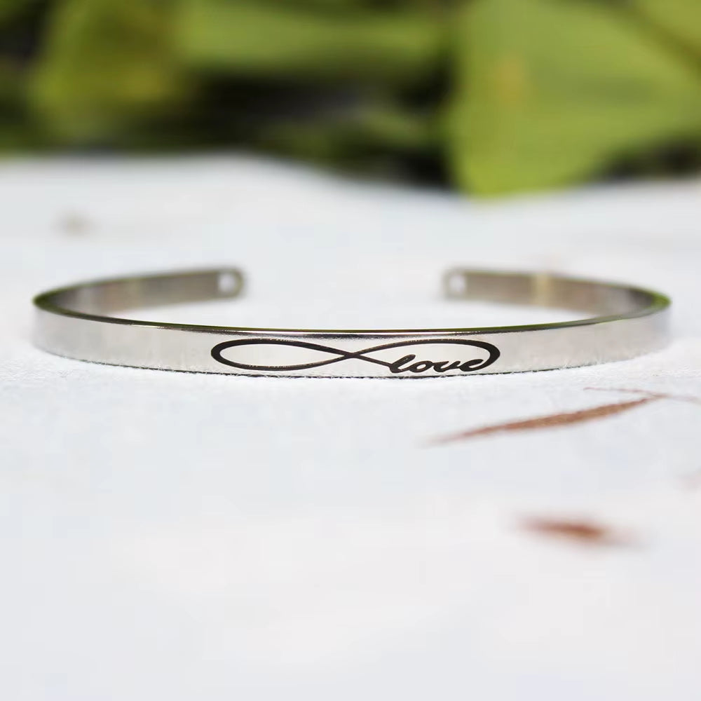 Stainless Steel Bangle Engraved Positive Inspirational Quote Mantra Cuff Titanium Steel Bracelets for Women Men 4Mm Jewelry Gift