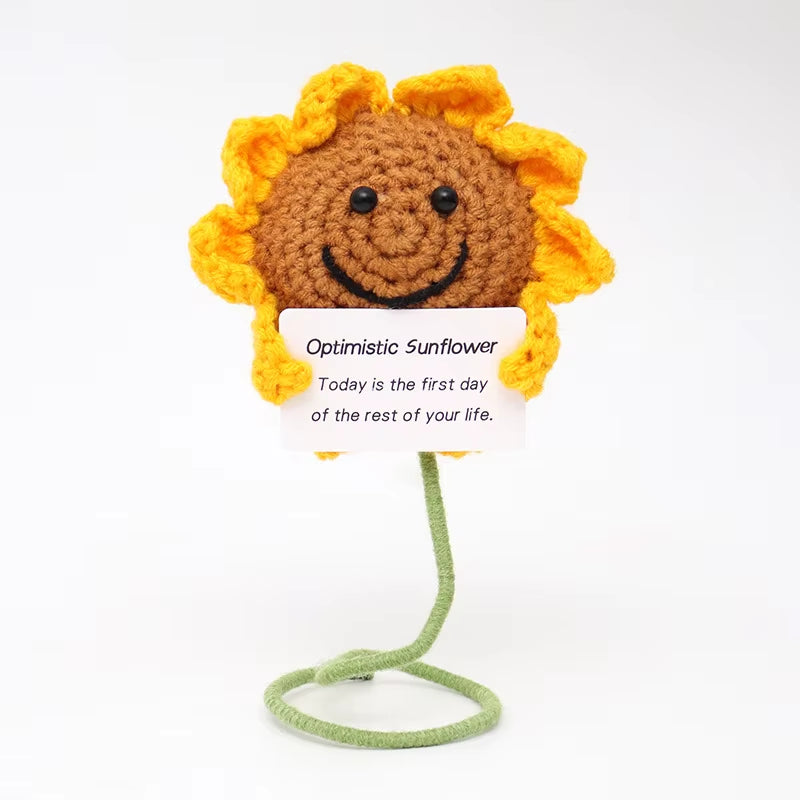 New Positive Energy Cucumber Potatoes Dolls with Card Home Decoration Handmade Knitted Bee Doll Christmas Gift Desktop Decor