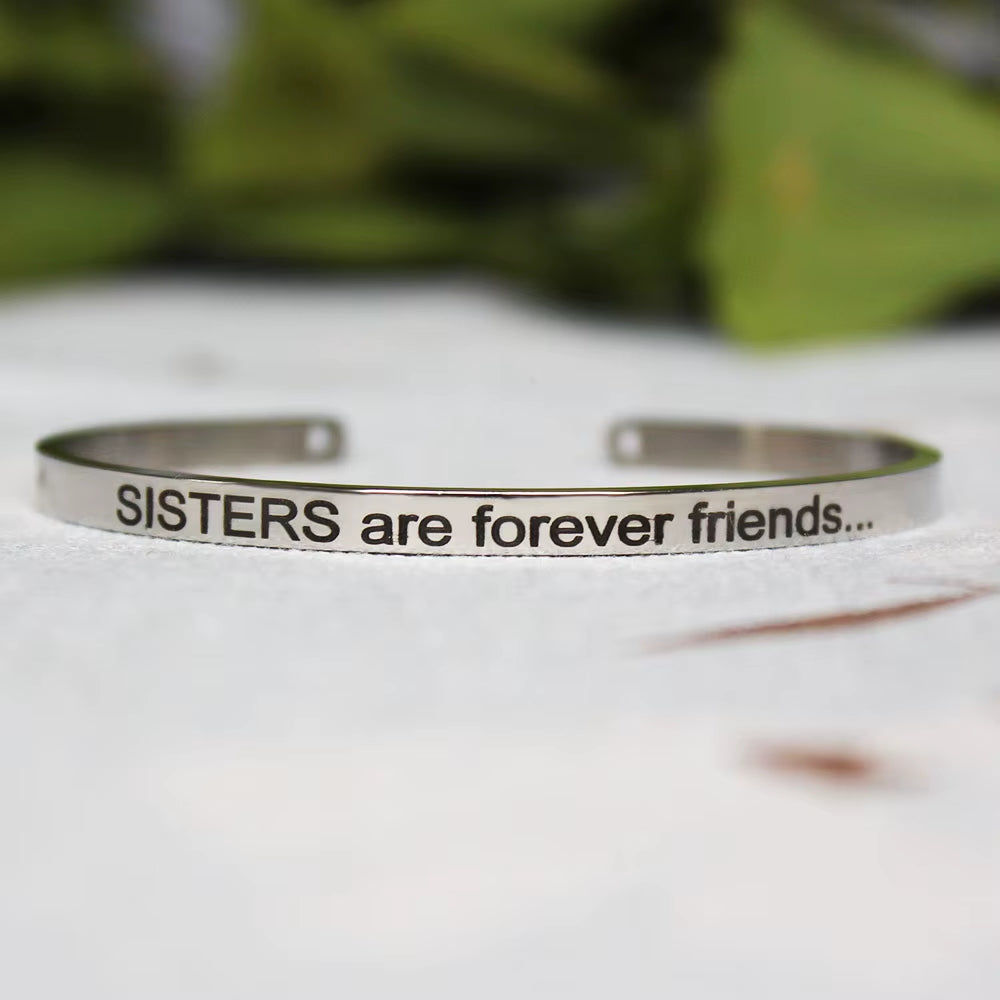 Stainless Steel Bangle Engraved Positive Inspirational Quote Mantra Cuff Titanium Steel Bracelets for Women Men 4Mm Jewelry Gift