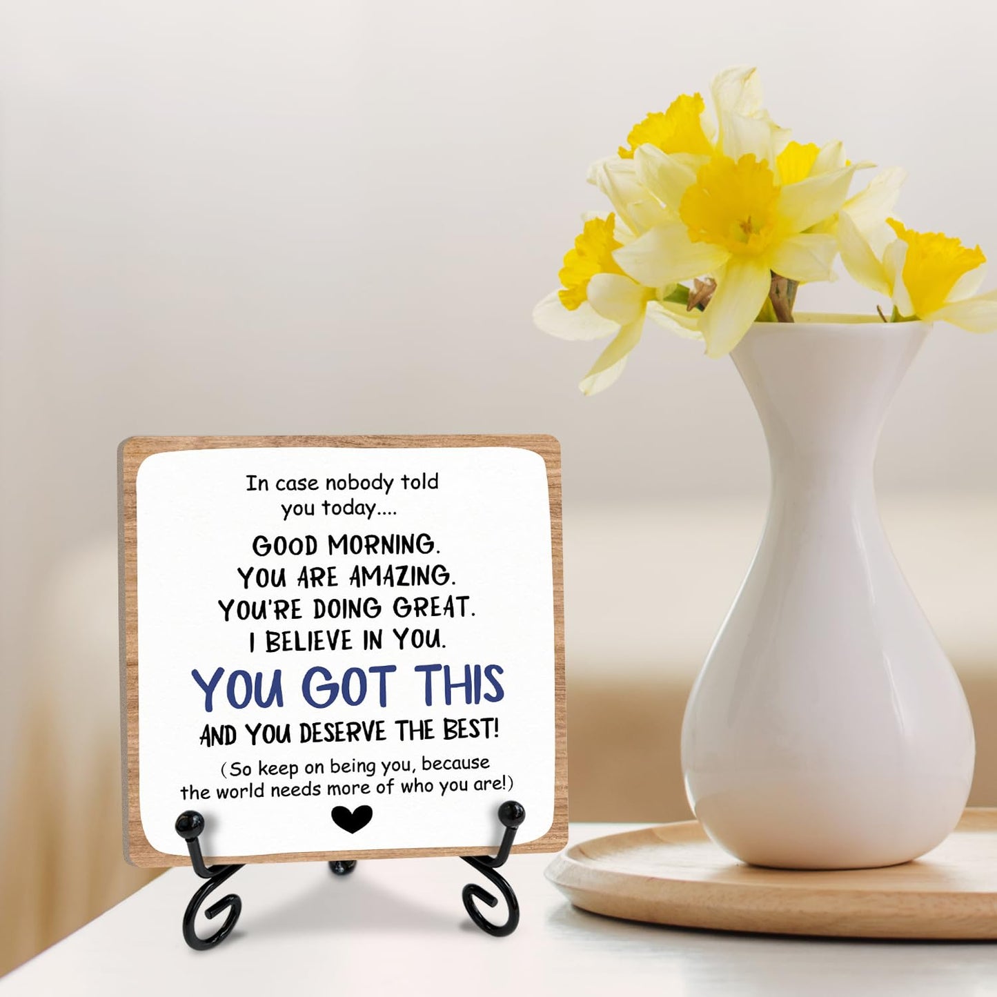 Inspirational Wooden Table Signs, 4 x 4 x 0.2 Inch Desk Decor Wood Plaque With Stand, I believe in you, you got this, Unique Gift Idea for Women Men Family School Teen Friend Coworker Home Office-11