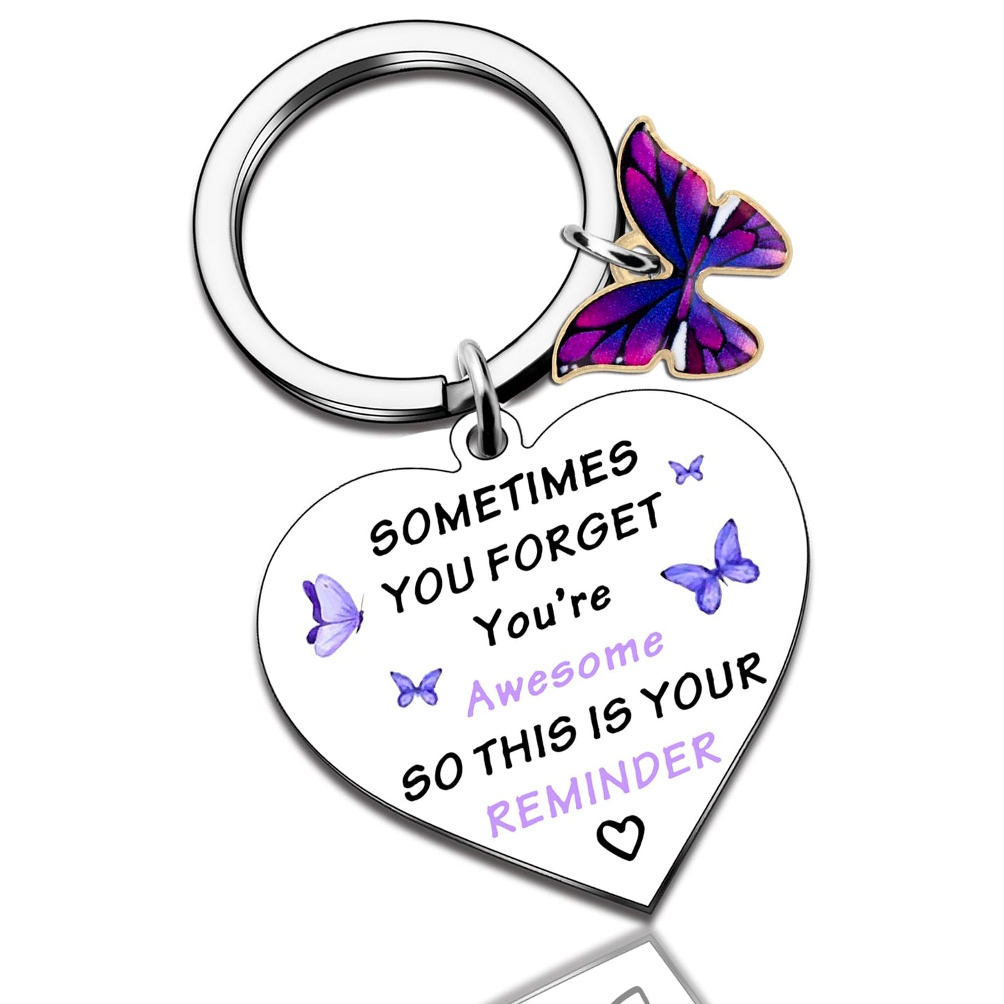 Purple Gifts for Women Birthday Inspirational Butterfly Gift for Girls Teens Adults Stocking Stuffers Motivational Encouragement Presents Sometimes You Forget You're Awesome Little Reminder Keychain