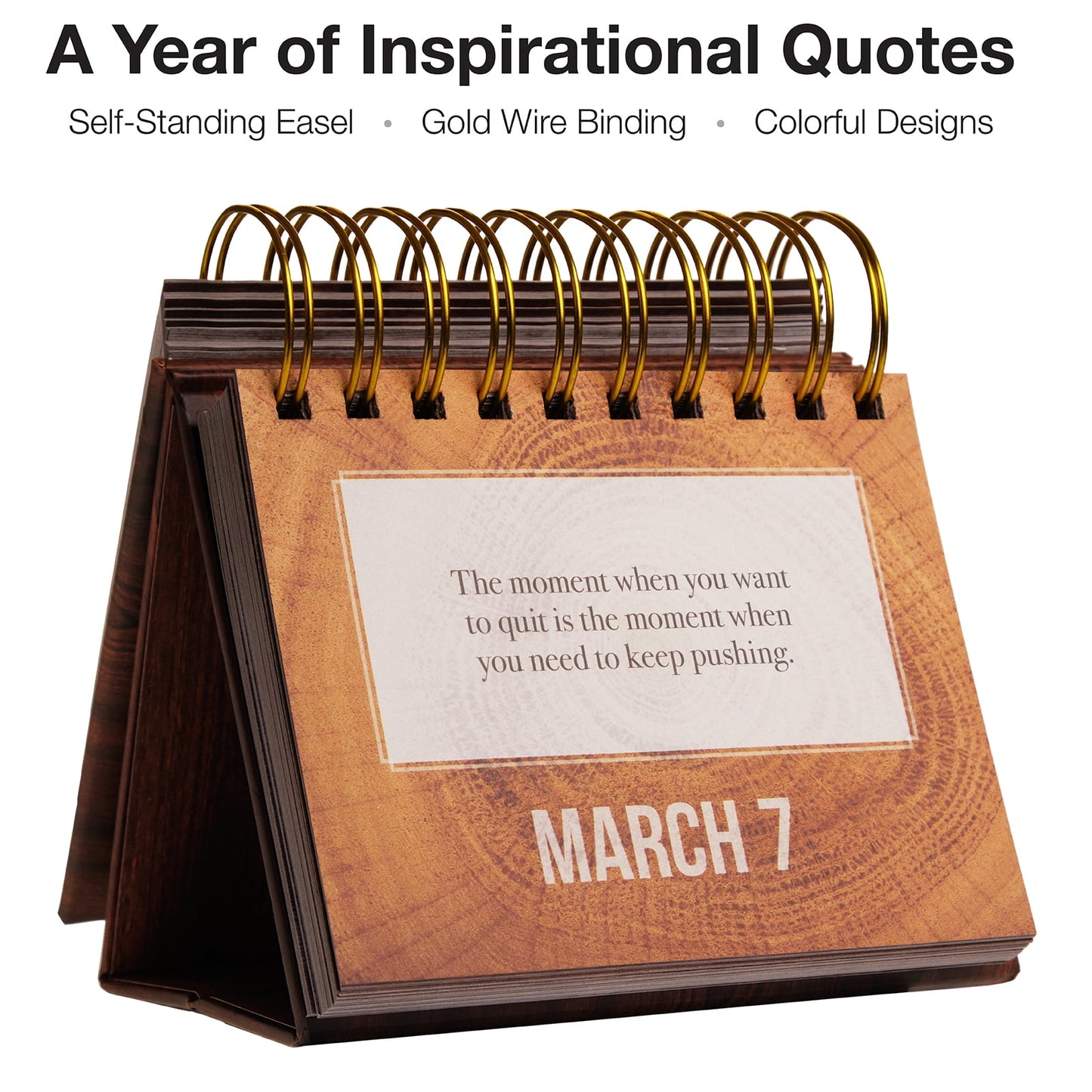 Excello Global Products Motivational & Inspirational Perpetual Daily Flip Calendar with Self-Standing Easel