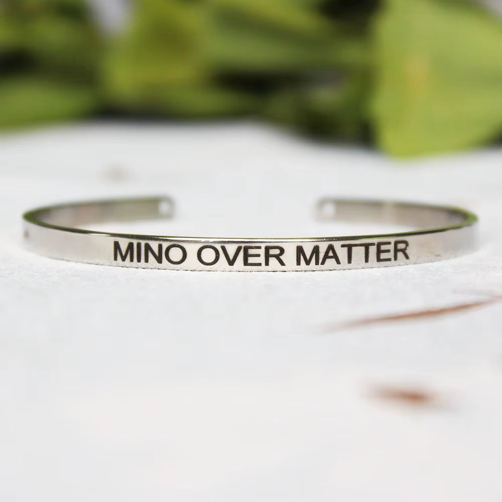 Stainless Steel Bangle Engraved Positive Inspirational Quote Mantra Cuff Titanium Steel Bracelets for Women Men 4Mm Jewelry Gift