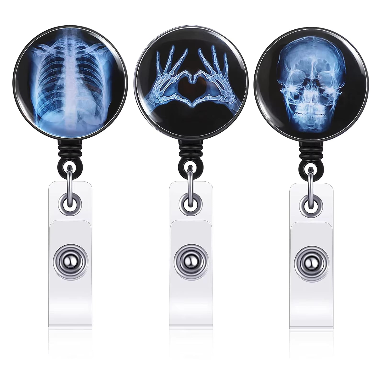 Creative Retractable X-Ray Badge Reel Radiology Badge Reel Holder Badge Reel Nurse Doctor Student Card Reel Clip Office Supplies