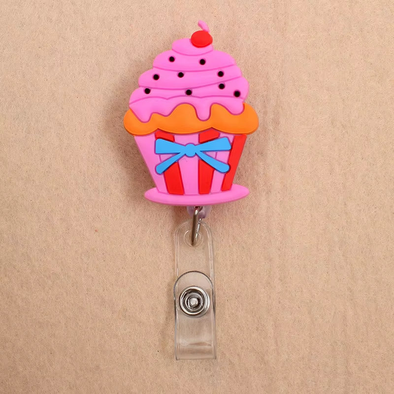 1 Pc New Cute Donuts & Cake Retractable Pull Nurse Students Badge Reel ID Lanyard Name Tag Card Badge Holder Reels for KIDS