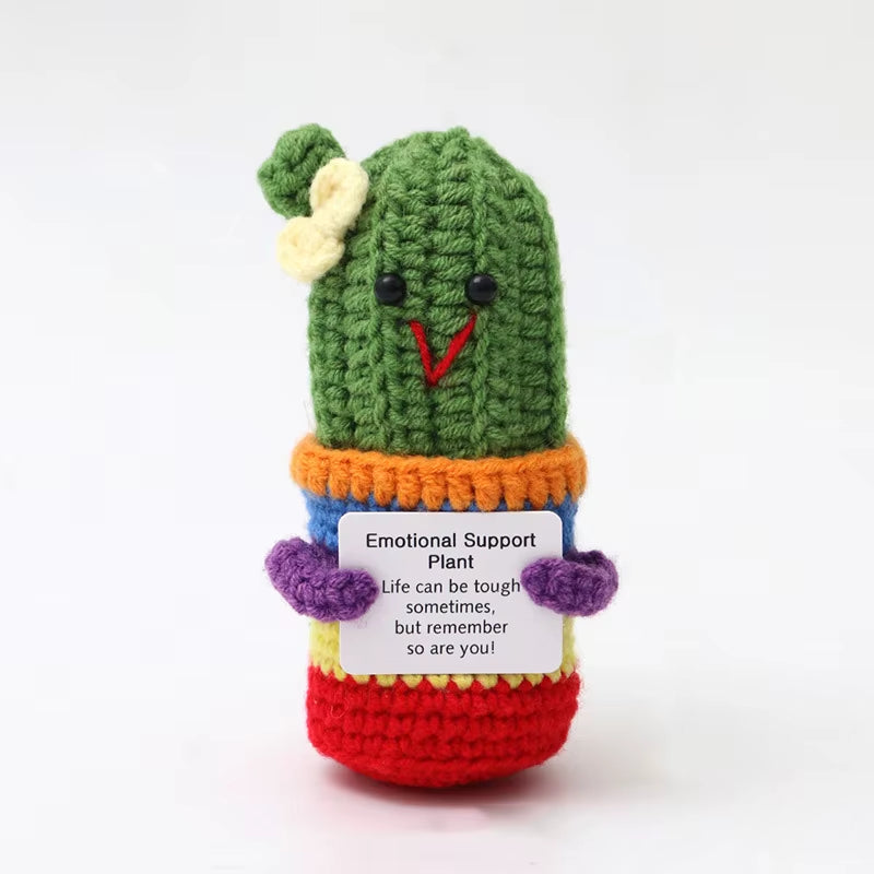 New Positive Energy Cucumber Potatoes Dolls with Card Home Decoration Handmade Knitted Bee Doll Christmas Gift Desktop Decor