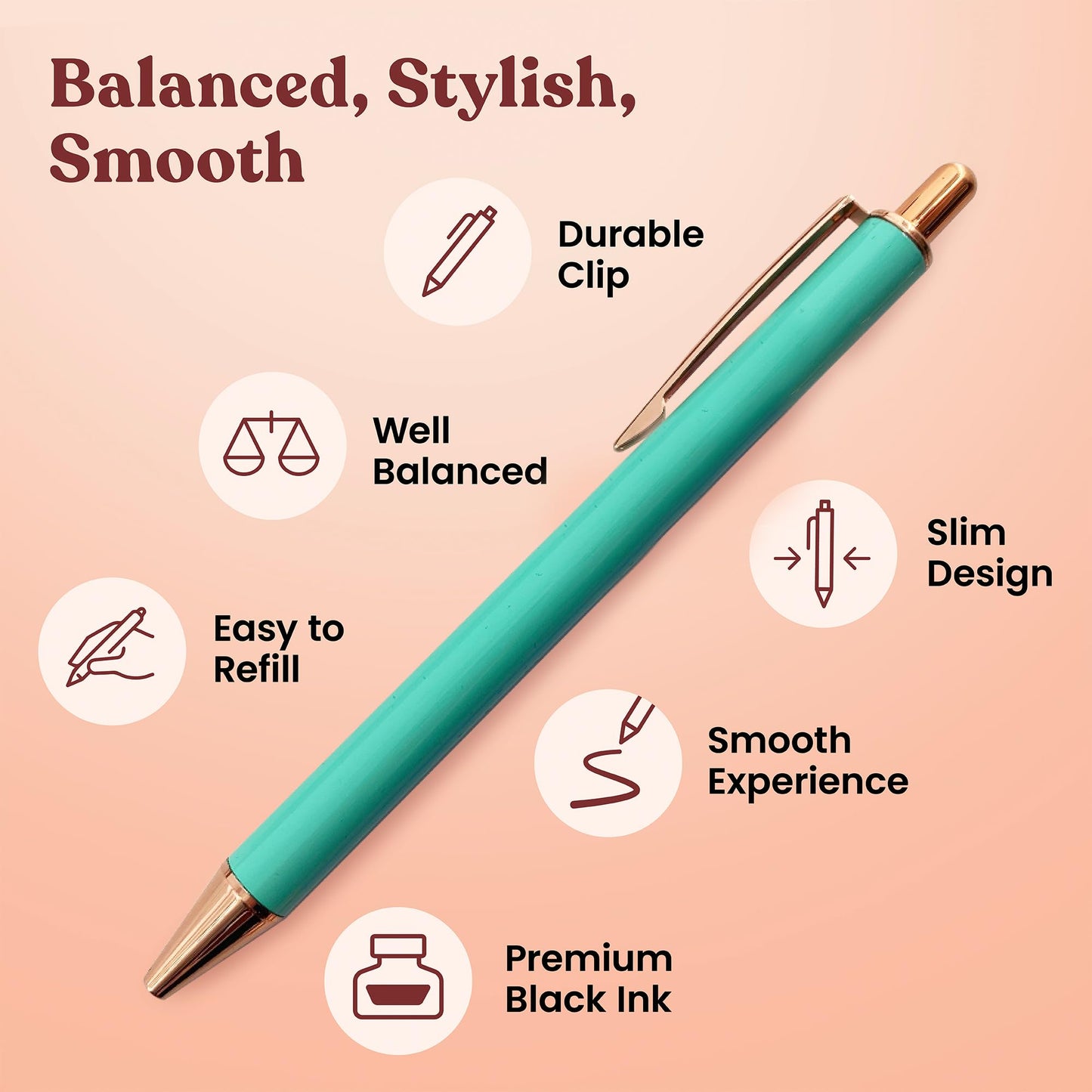 MESMOS Fancy Pen Set - Inspirational Gifts for Women, Office Motivational Writing Pens for Boss Lady, Unique Click Pens for Servers and Promotions