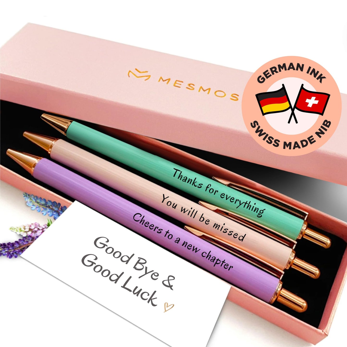 MESMOS Fancy Pen Set - Inspirational Gifts for Women, Office Motivational Writing Pens for Boss Lady, Unique Click Pens for Servers and Promotions