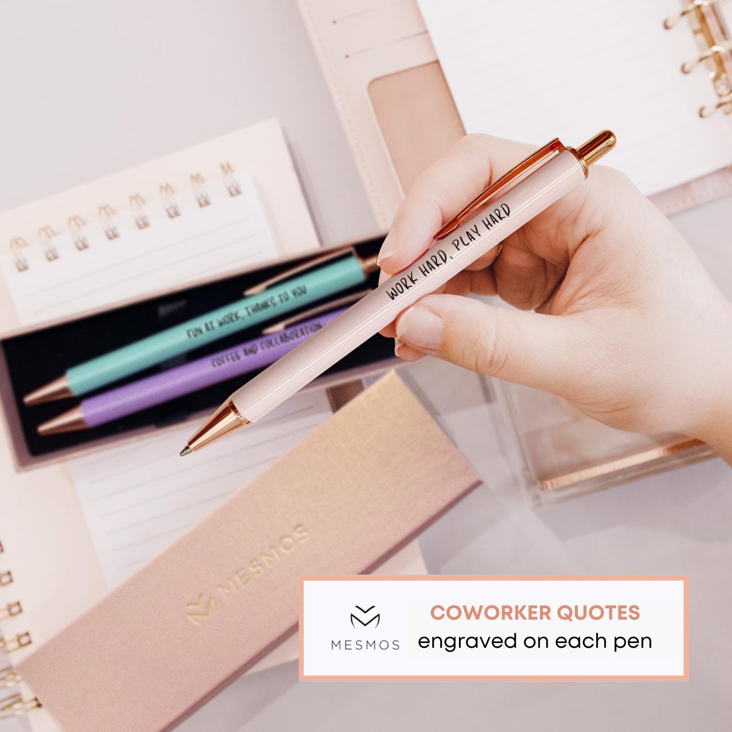 MESMOS Fancy Pen Set - Inspirational Gifts for Women, Office Motivational Writing Pens for Boss Lady, Unique Click Pens for Servers and Promotions