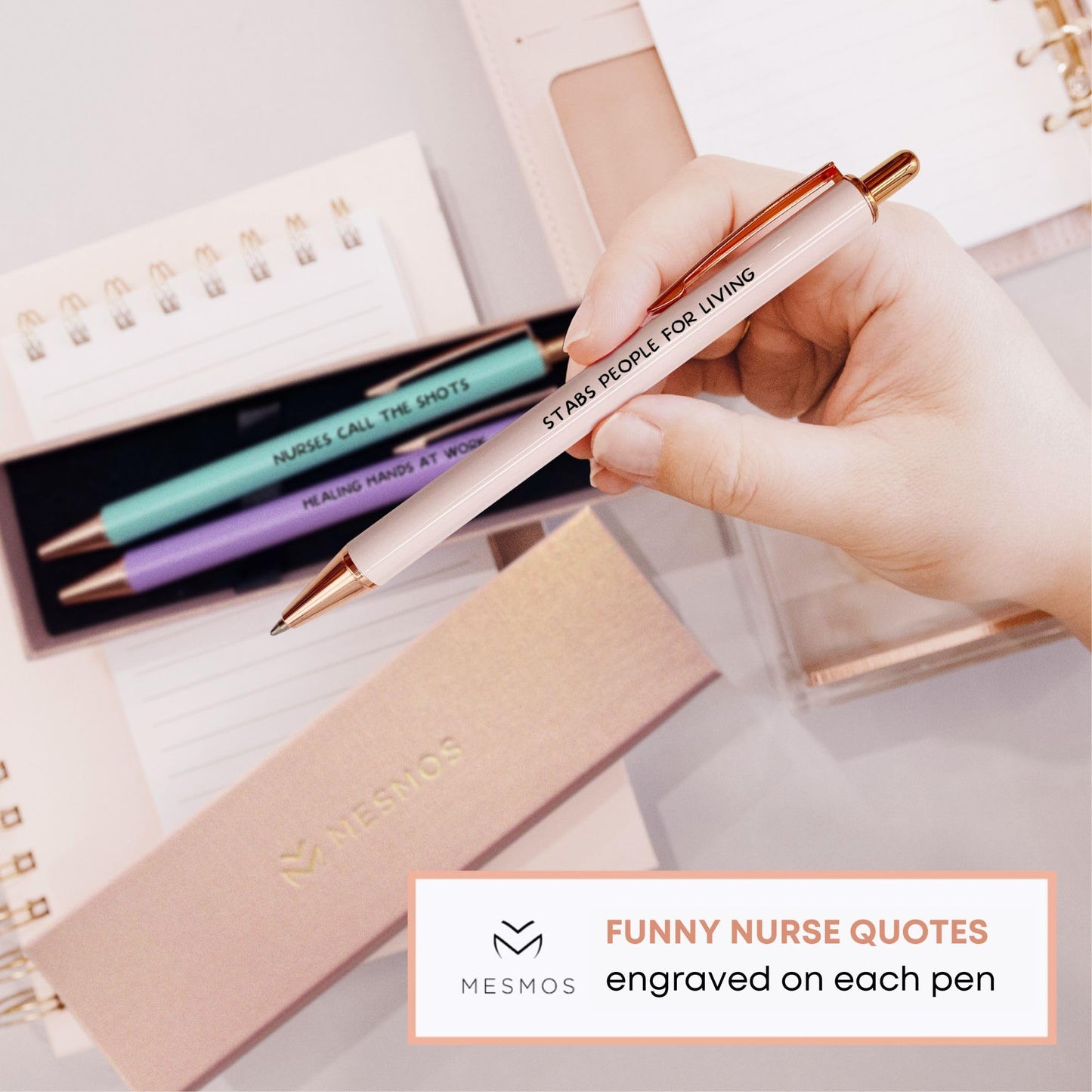 MESMOS Fancy Pen Set - Inspirational Gifts for Women, Office Motivational Writing Pens for Boss Lady, Unique Click Pens for Servers and Promotions