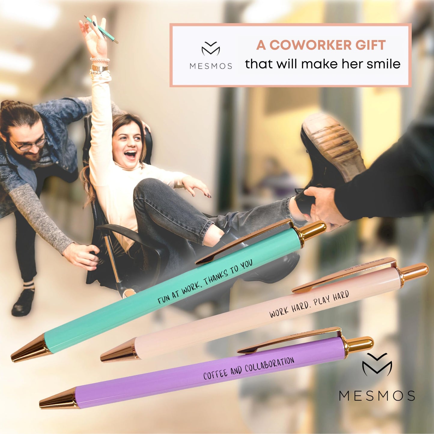 MESMOS Fancy Pen Set - Inspirational Gifts for Women, Office Motivational Writing Pens for Boss Lady, Unique Click Pens for Servers and Promotions