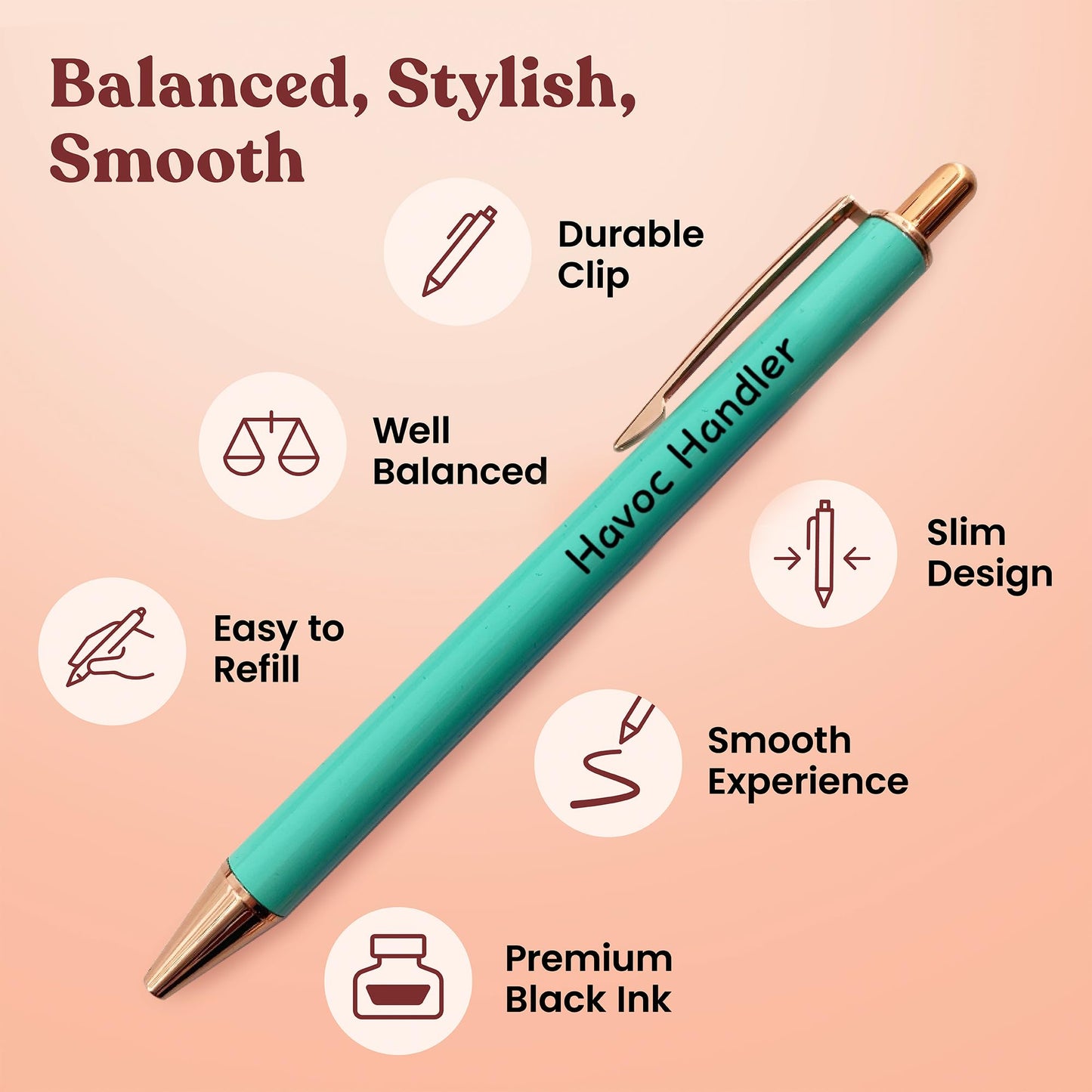 MESMOS Fancy Pen Set - Inspirational Gifts for Women, Office Motivational Writing Pens for Boss Lady, Unique Click Pens for Servers and Promotions