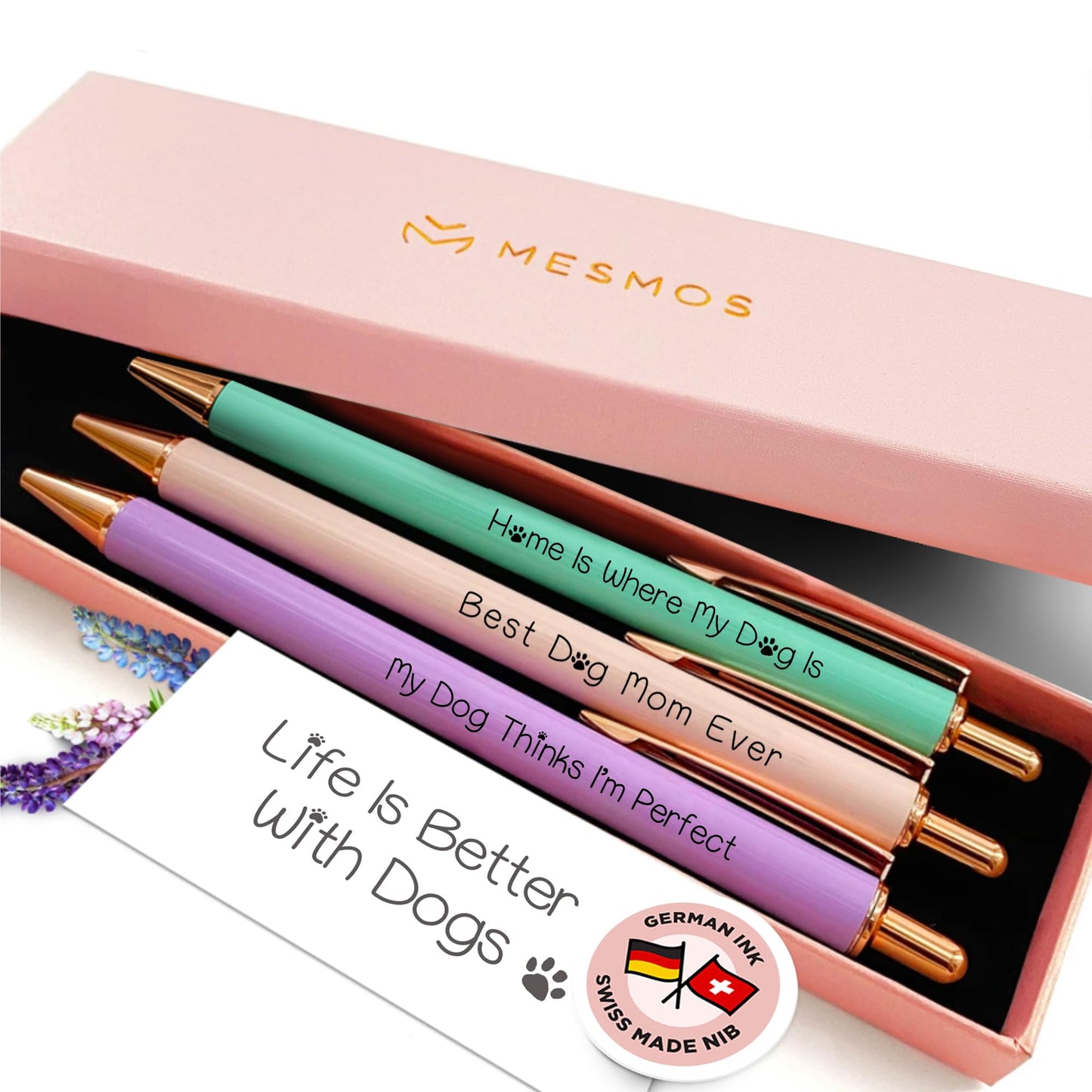 MESMOS Fancy Pen Set - Inspirational Gifts for Women, Office Motivational Writing Pens for Boss Lady, Unique Click Pens for Servers and Promotions