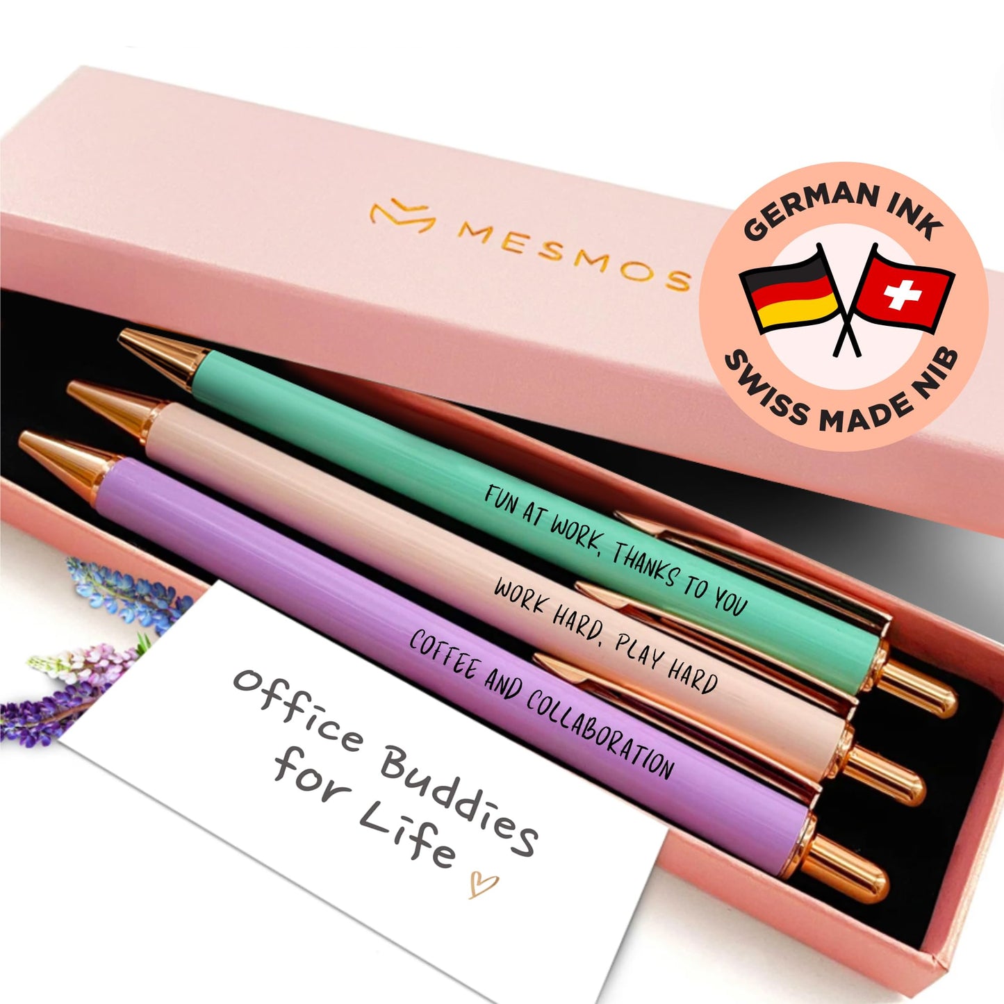 MESMOS Fancy Pen Set - Inspirational Gifts for Women, Office Motivational Writing Pens for Boss Lady, Unique Click Pens for Servers and Promotions