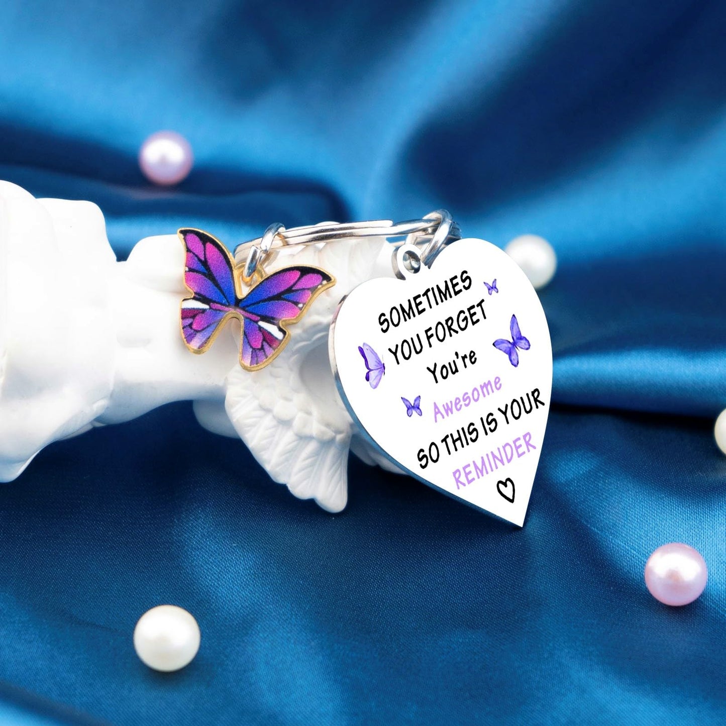 Purple Gifts for Women Birthday Inspirational Butterfly Gift for Girls Teens Adults Stocking Stuffers Motivational Encouragement Presents Sometimes You Forget You're Awesome Little Reminder Keychain