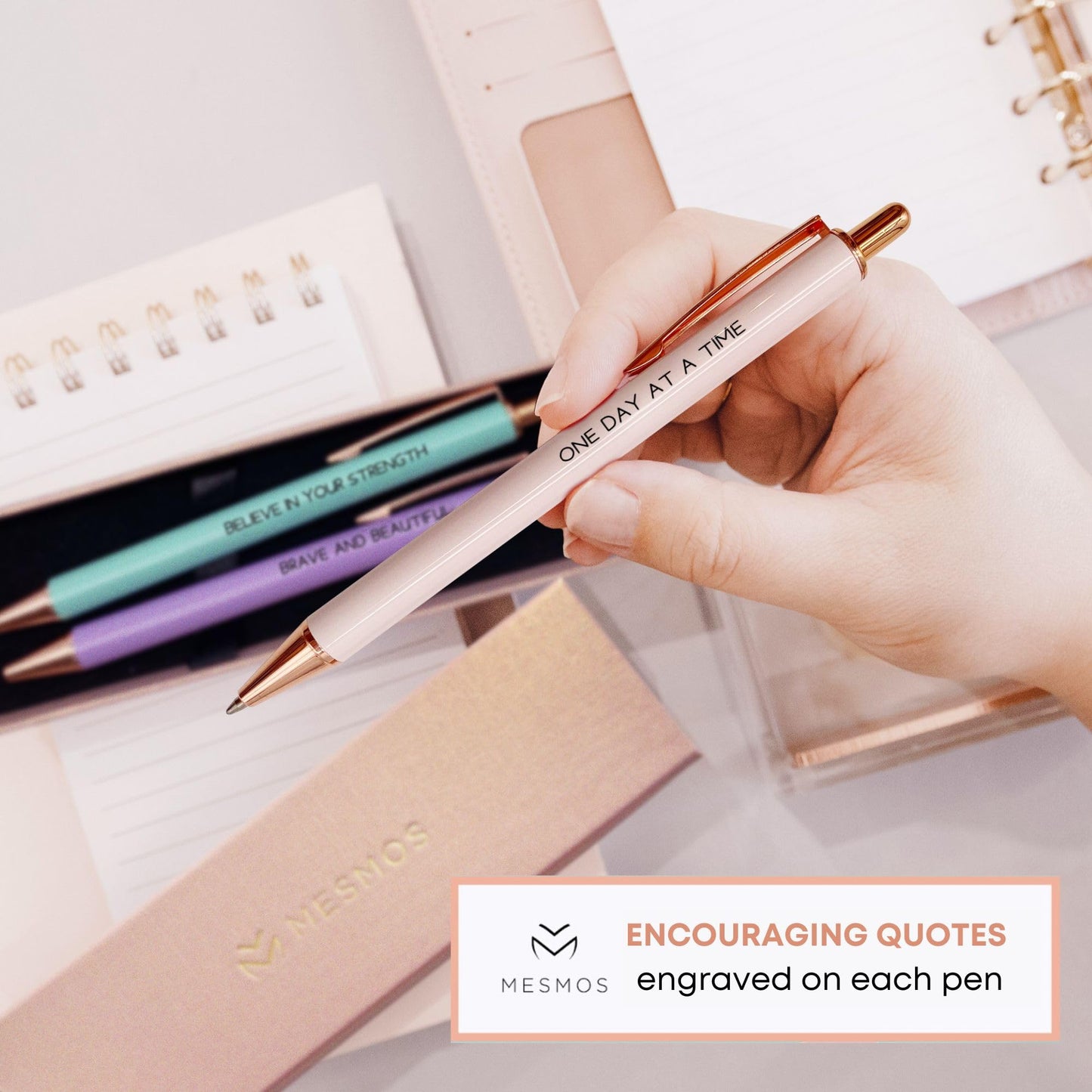 MESMOS Fancy Pen Set - Inspirational Gifts for Women, Office Motivational Writing Pens for Boss Lady, Unique Click Pens for Servers and Promotions