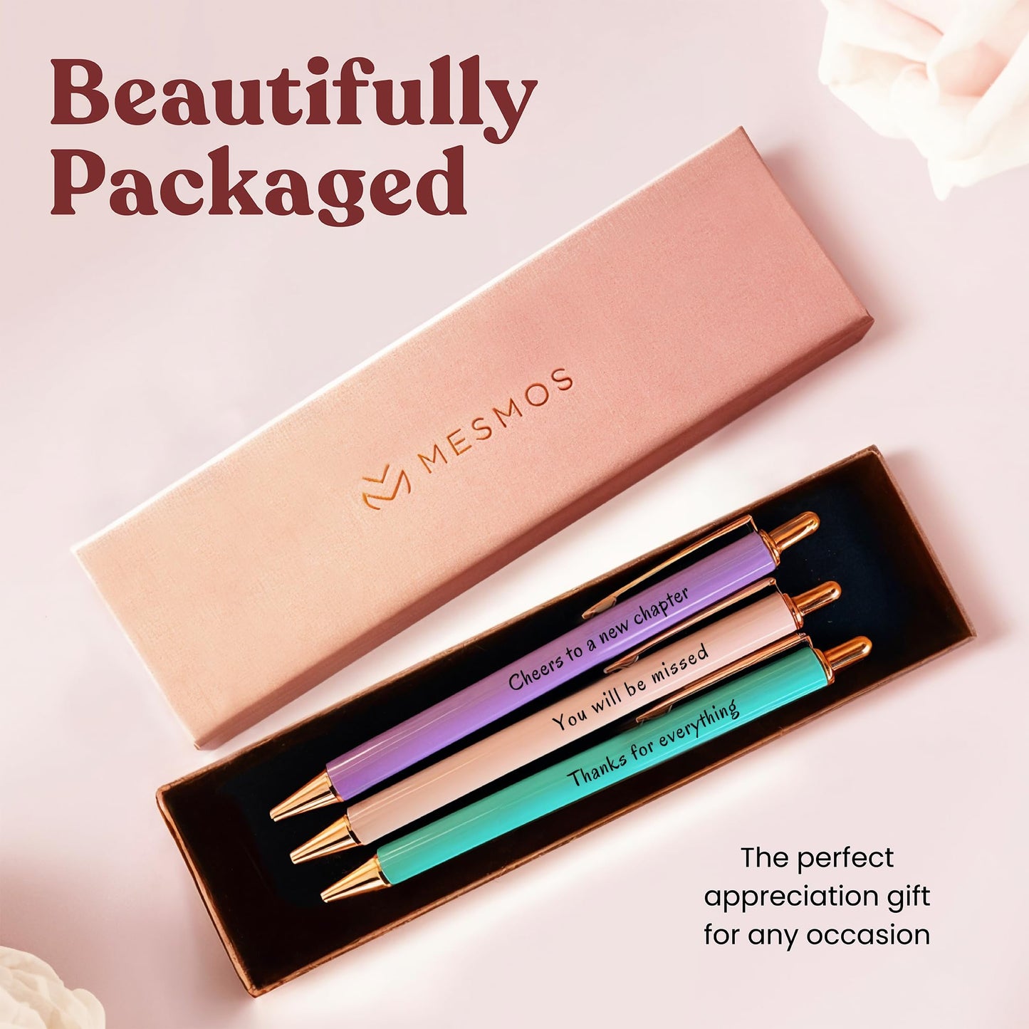 MESMOS Fancy Pen Set - Inspirational Gifts for Women, Office Motivational Writing Pens for Boss Lady, Unique Click Pens for Servers and Promotions