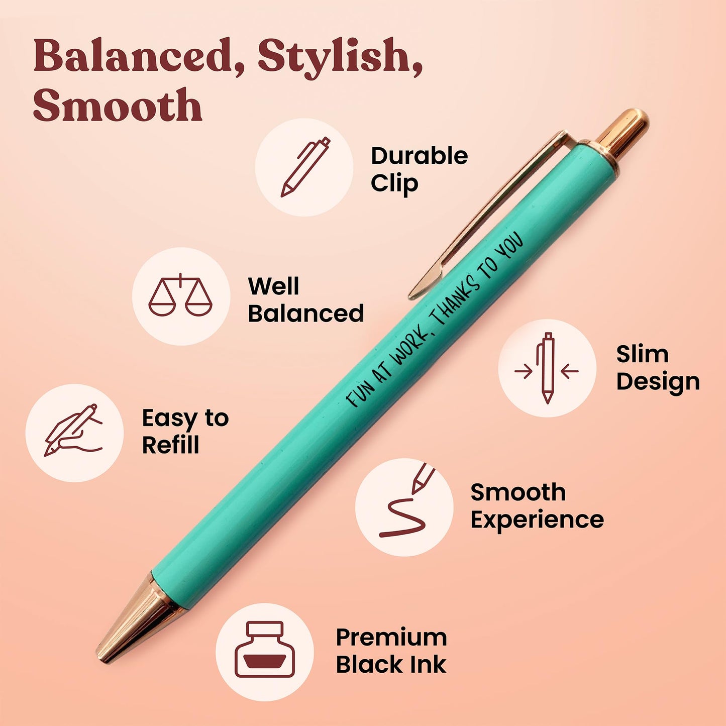 MESMOS Fancy Pen Set - Inspirational Gifts for Women, Office Motivational Writing Pens for Boss Lady, Unique Click Pens for Servers and Promotions