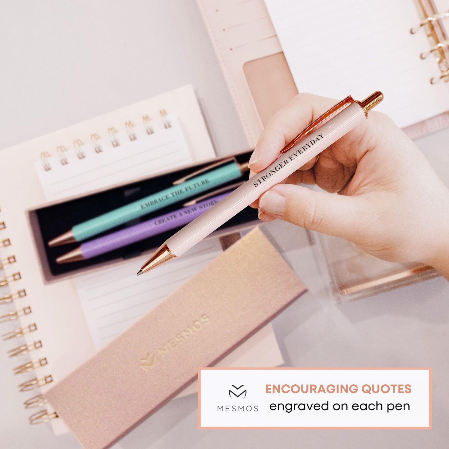 MESMOS Fancy Pen Set - Inspirational Gifts for Women, Office Motivational Writing Pens for Boss Lady, Unique Click Pens for Servers and Promotions