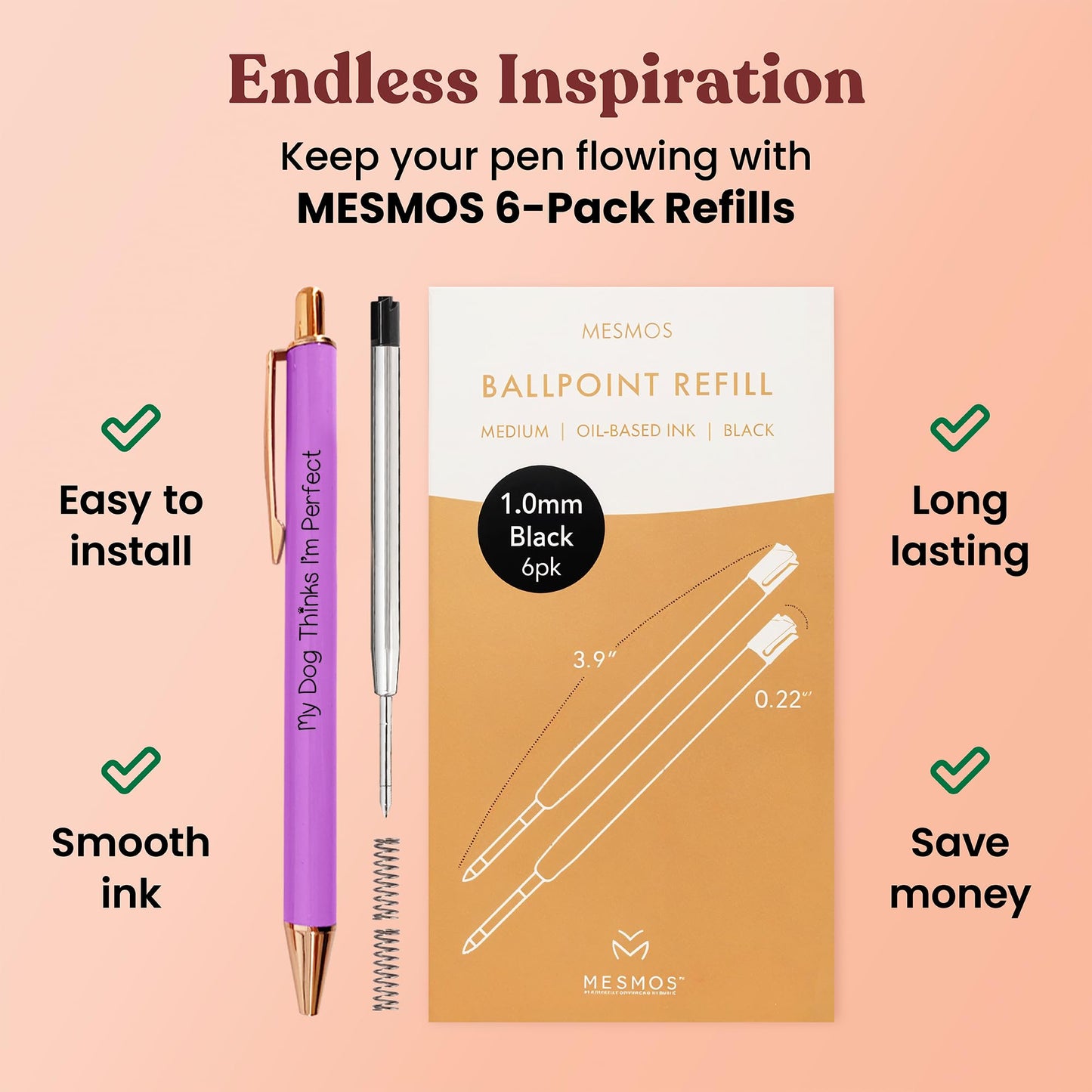 MESMOS Fancy Pen Set - Inspirational Gifts for Women, Office Motivational Writing Pens for Boss Lady, Unique Click Pens for Servers and Promotions