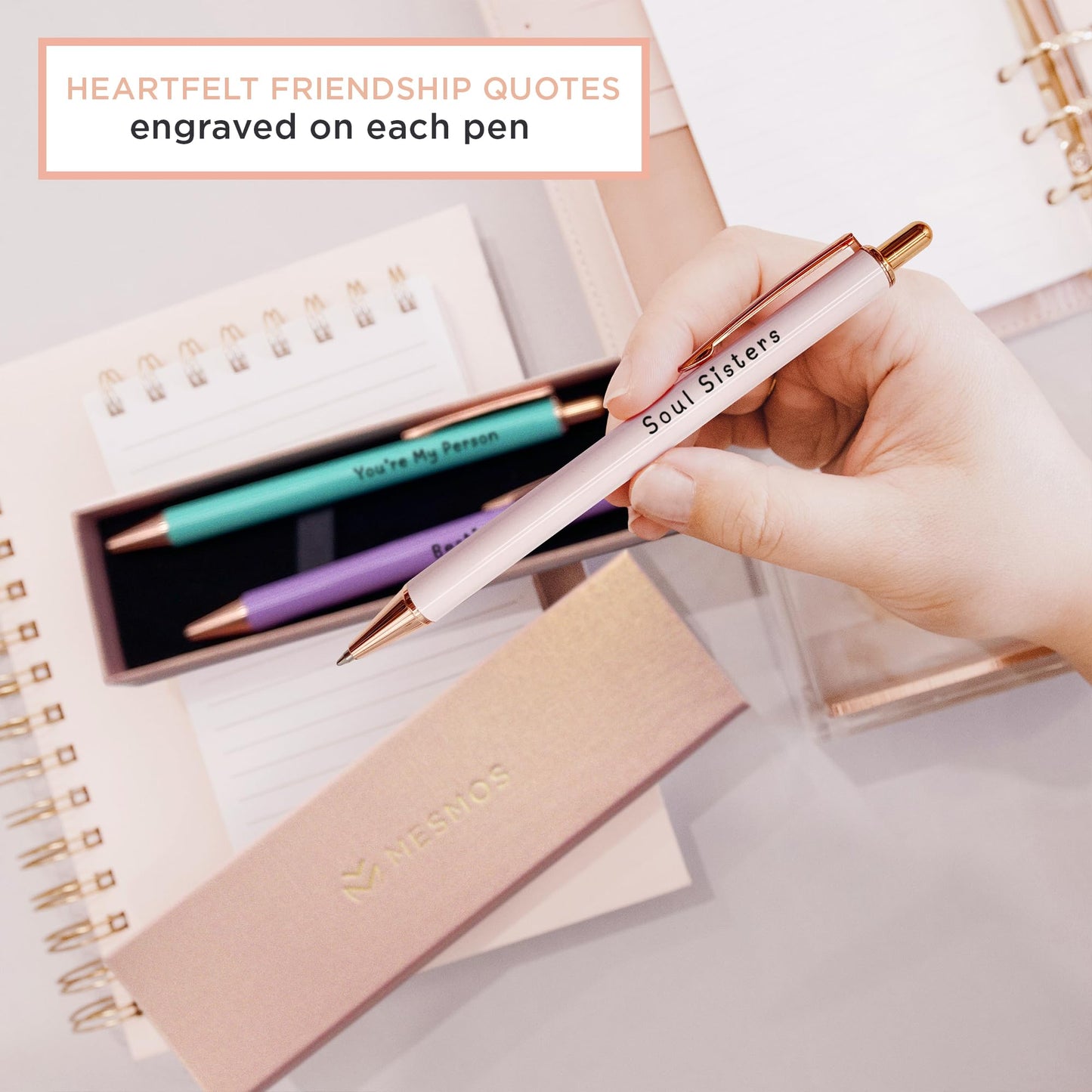 MESMOS Fancy Pen Set - Inspirational Gifts for Women, Office Motivational Writing Pens for Boss Lady, Unique Click Pens for Servers and Promotions