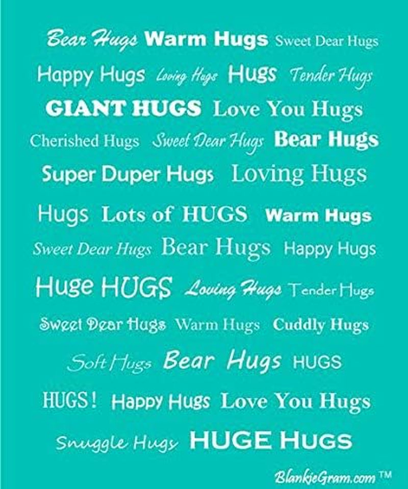 Blankiegram “Hugs” Plush Throw Blanket- Inspired Gift Ideas for the Entire Family, Comfort Gifts, Teal