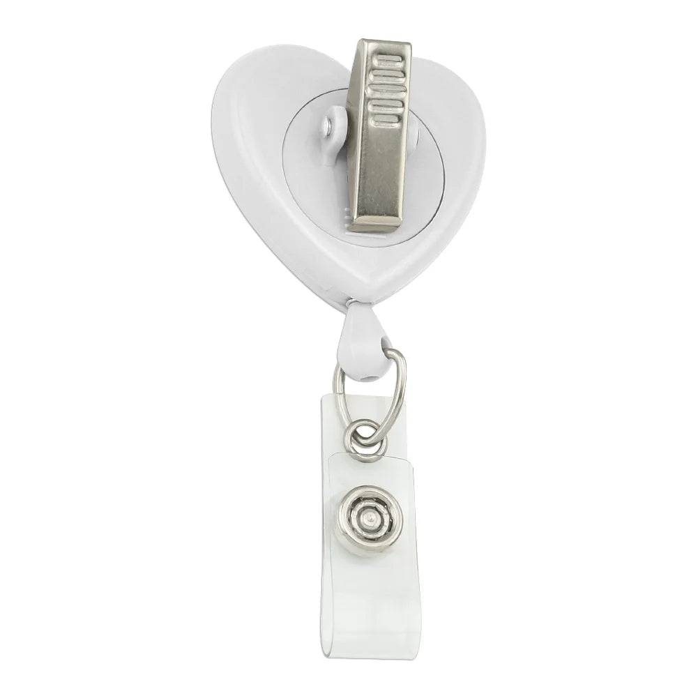 Autism Awareness Diversity Puzzle Pieces Heart Lanyard Retractable Reel Badge ID Card Holder - White