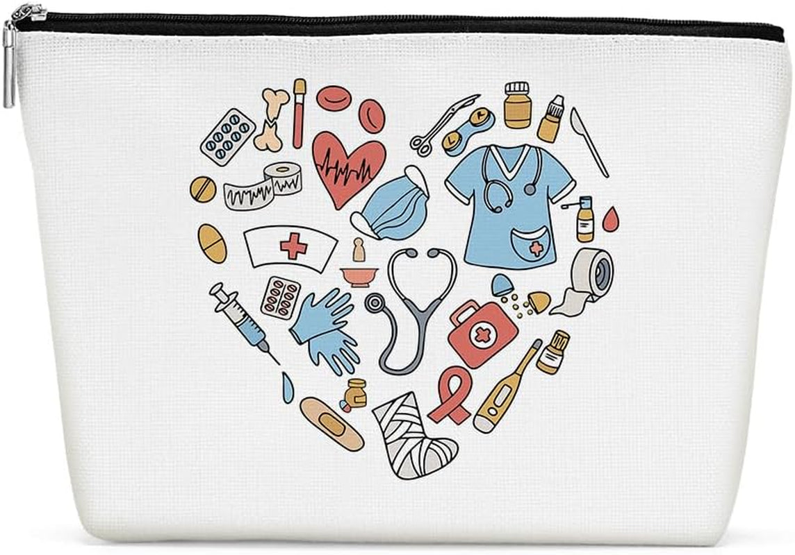 Inspirational Nurse Makeup Bag Nurse Gifts Nurses Week Gifts Nurse Accessories for Work Nursing Nurse Appreciation Birthday Graduation Gifts Cute Cosmetic Bag Make up Bag for Women Nurse Doctor