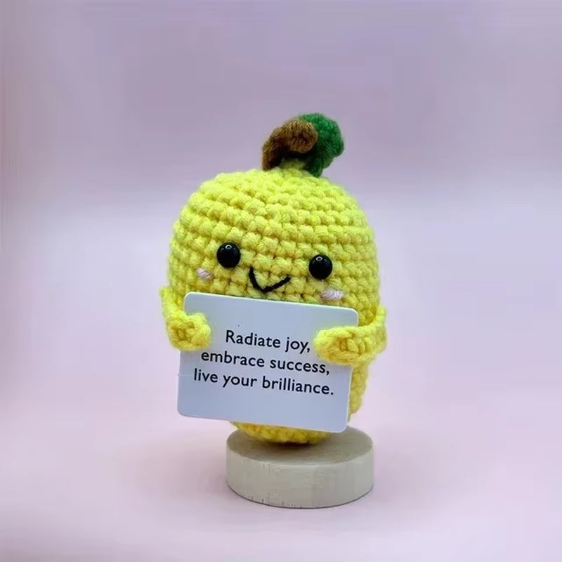 Positive Energy Potato Hug Pocket Mini Handmade Plush Wool Knitting Doll with Card Funny Birthday Gift Home Room Decoration