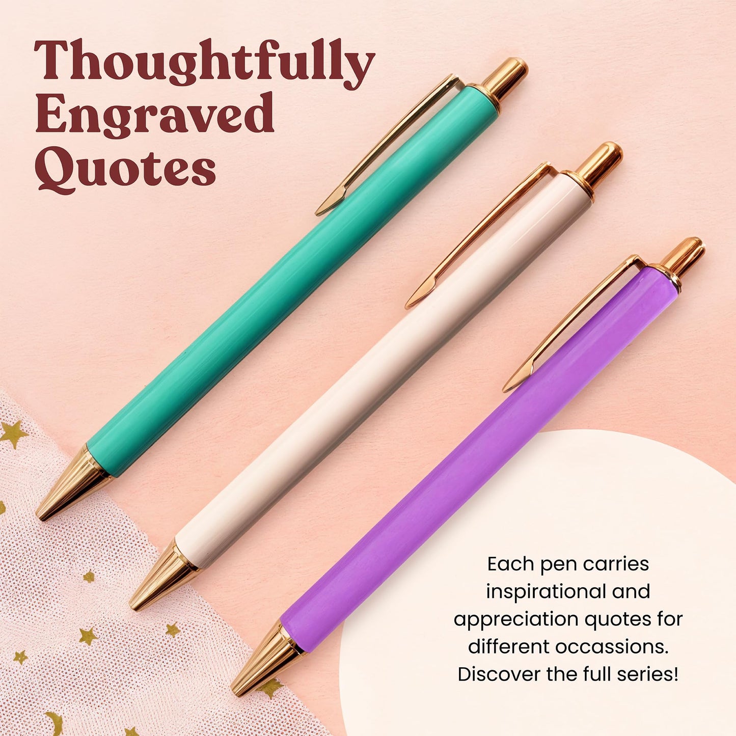 MESMOS Fancy Pen Set - Inspirational Gifts for Women, Office Motivational Writing Pens for Boss Lady, Unique Click Pens for Servers and Promotions