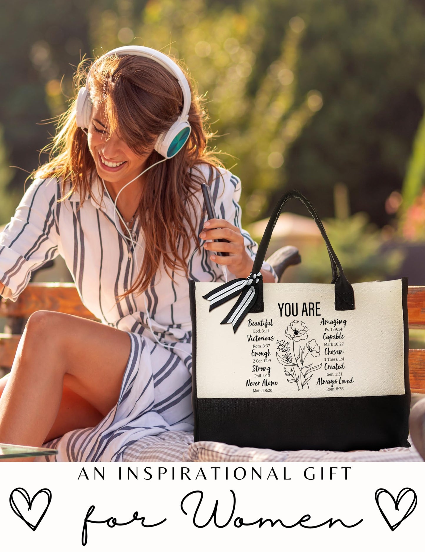 Christian Gifts for Women - Religious Gifts for Women - Birthday, Christian Mothers Day Gift Ideas for Mom, Grandma, Sister, Friend, Coworker - Inspirational Spiritual Catholic Gift - Canvas Tote Bag