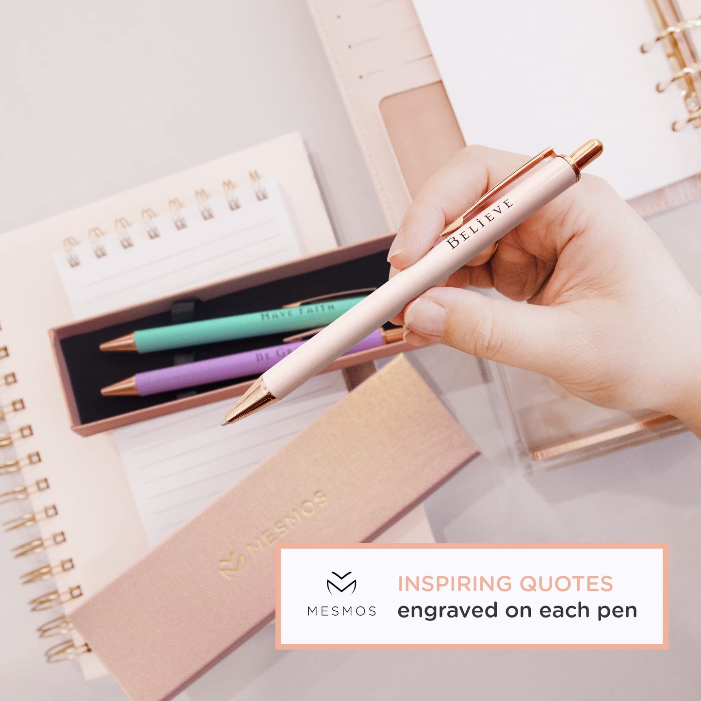 MESMOS Fancy Pen Set - Inspirational Gifts for Women, Office Motivational Writing Pens for Boss Lady, Unique Click Pens for Servers and Promotions